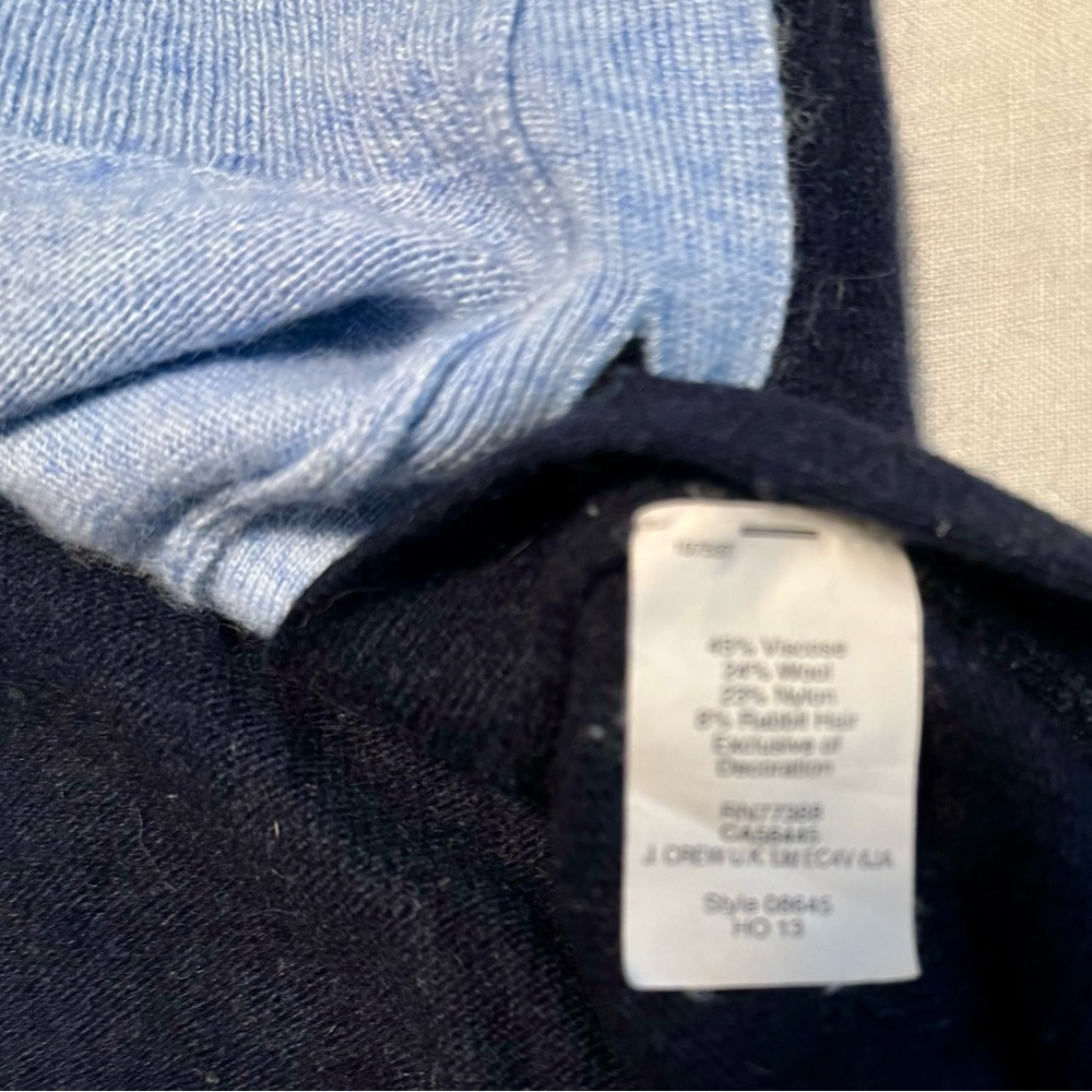 J.Crew Blue Elbow Patch Angora Sweater - Picture 8 of 9